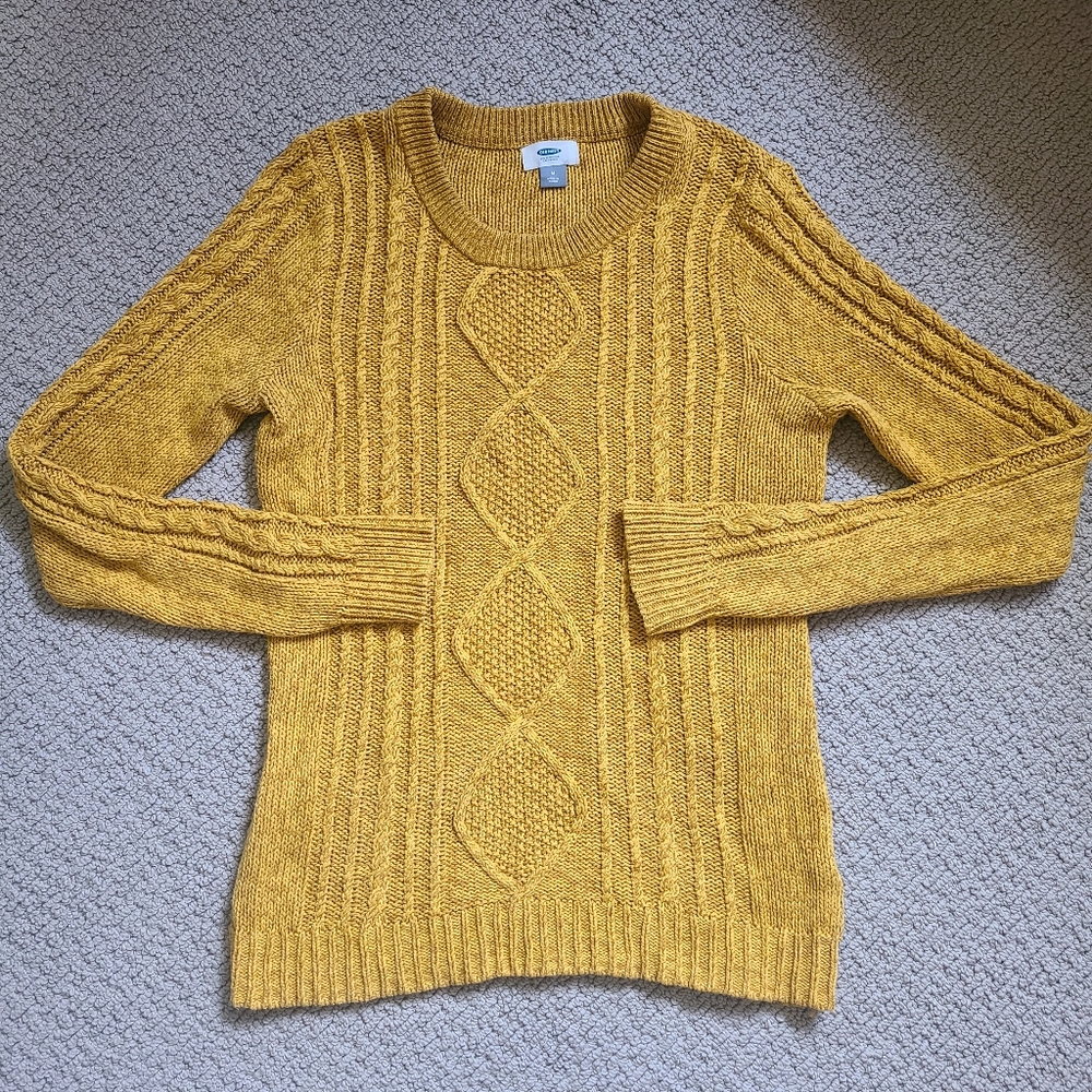 Old Navy Mustard Yellow Cable Knit Sweater